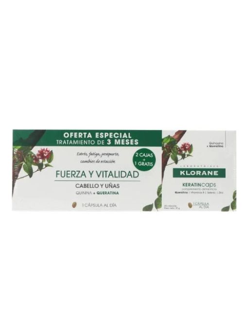 COMPLEMENTO ALIMENTICIO ANTICAIDA KLORANE KERATIN CAPS TRATAMIENTO 3 MESES 90 CAPS