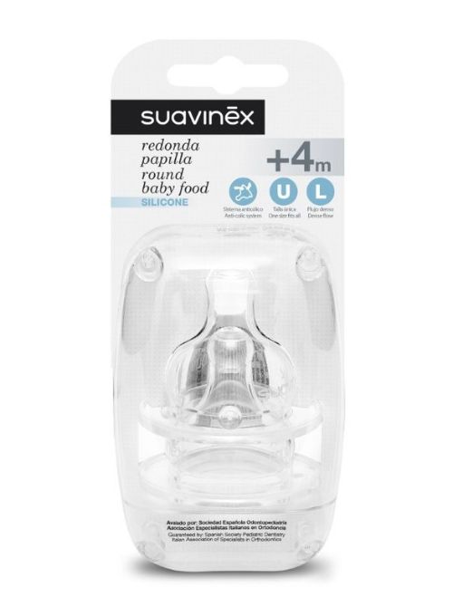 TETINA SILICONA REDONDA PAPILLA SUAVINEX FLUJO S +4m 2UDS