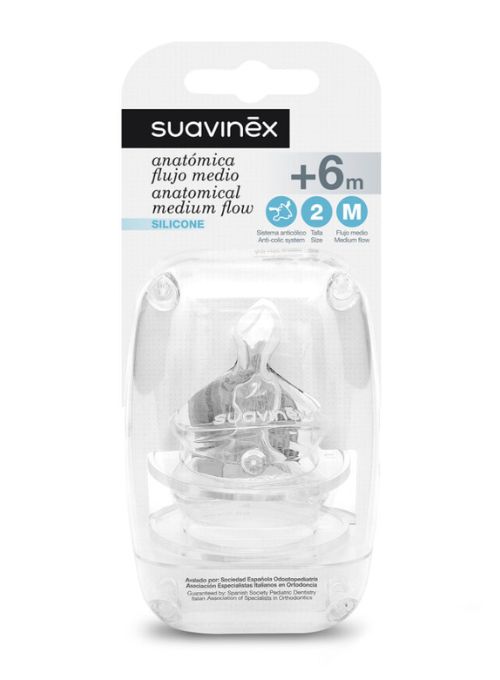 TETINA SILICONA ANATOMICA SUAVINEX FLUJO M +6m 2UDS