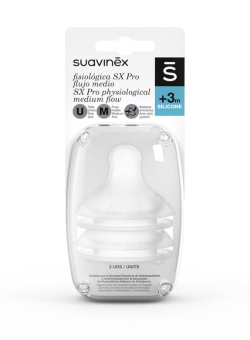TETINA SILICONA FISIOLOGICA SX-PRO SUAVINEX FLUJO M +3m 2UDS