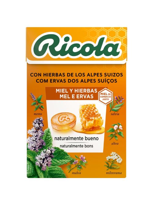CARAMELOS RICOLA SIN AZUCAR 50G MIEL Y HIERBAS