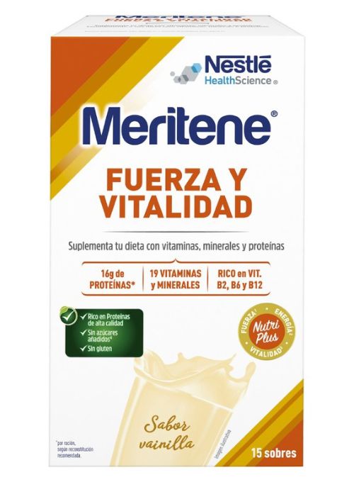 MERITENE FUERZA Y VITALIDAD SABOR VAINILLA 15 SOBRES