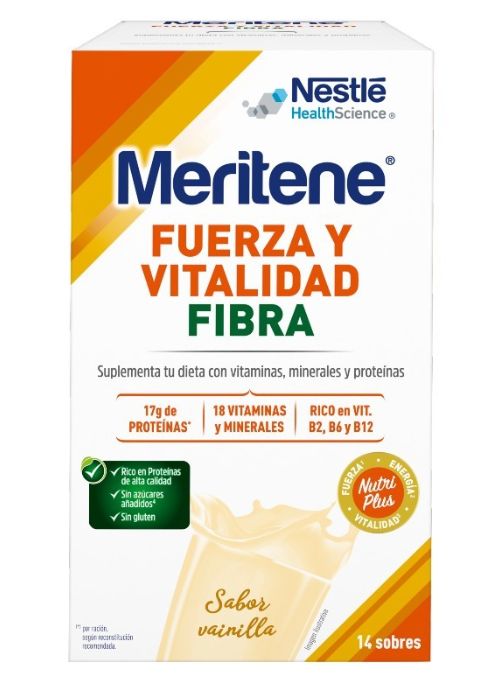 MERITENE FUERZA Y VITALIDAD FIBRA SABOR VAINILLA 14 SOBRES