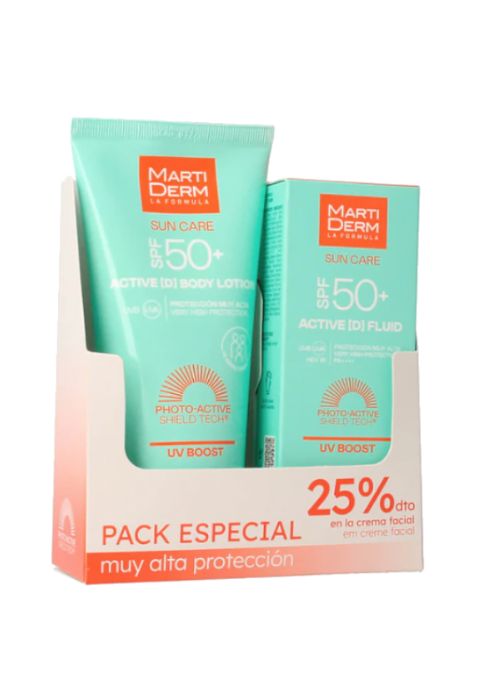 PACK PROTECCION SOLAR MARTIDERM CORPORAL + FACIAL ACTIV (D)FLUID SPF50+