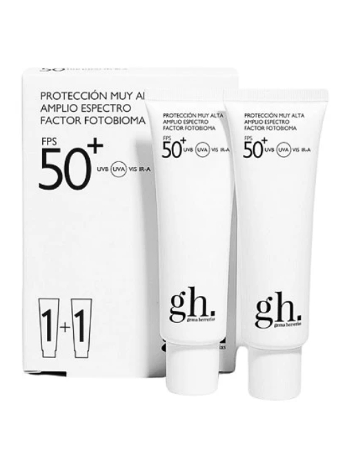DUPLO PROTECTOR SOLAR FACIAL GH AMPLIO ESPECTRO FACTOR FOTOBIOMA SPF 50+ 50ML 2X1